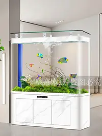 在飛比找Yahoo!奇摩拍賣優惠-新款熱彎底濾魚缸一體成型生態大型金魚缸落地客廳家用免換水族箱