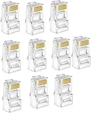 DIY Essential 100 Cat6 Connectors Gold Plated Crystal Heads 8p8c Plugs Cat6 Cable Connectors