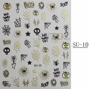 10 Pcs Halloween Nail Stickers Halloween Spider Web Little Black Cat Pumpkin Adhesive Stickers