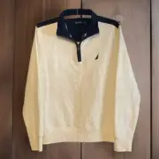 NWT Nautica Men's 1/4 Zip Pull Over Sweater Sz S Marshmallow & Navy