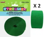 2 x Emerald Green Streamers Crepe Paper Wedding Birthday Party Decoration 24.6 m