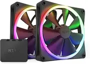 NZXT F140 RGB Fans - RF-R14DF-B1 - Advanced RGB Lighting Customization - Whisper Quiet Cooling - Twin (RGB Fan & Controller Included) - 140mm Fan - Black