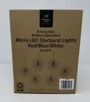 Members Mark 8 Function Micro LED Starburst Lights Red/Blue/White Set of 6
