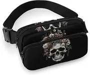 [YTLKGFP] Waist Pack Skull in Darkness Printed Butt Pack Fanny Pack Hip Bum Bag for Workout Traveling Casual Running Hiking Cycling, Skull in Darkness, 7.9 X 5.1 in