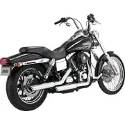 VH Twin Slash 3in Slip On Muffler Chrome Harley Dyna Super Glide Sport 99-05