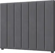 OIKITURE Bed Headboard Velvet Fabric Upholstery Covered, Beds Head Frame for King Single Size, Modern Design Easy Assemble, 92.5x94x5.5cm, Grey