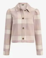 EXPRESS Plaid puff sleeve cropped shacket XS