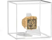 Clear Acrylic Square Ring Box Display for Championship Rings with Stand - 2.5 In