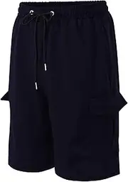 [PHJTOMK] Mens Heavyweight SweatShorts Big & Tall Fleece 10" Cargo Shorts Cotton Blend Shorts with Pockets