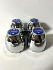 I KIT OF 4 VINTAGE BLUE SUPREME WHEELS PLASTIC CENTER CAPS 3 1/4 OD