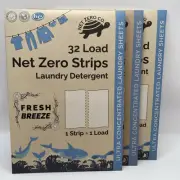 Net Zero Co. Laundry Detergent Strips 32 Loads Fresh Breeze Lot of 3 NEW