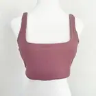 Kookai Top Womens Size 2 AU 12 Dark Mauve Kizzy Crop Square Neck Rib Knit New