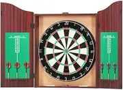 Everfit 18" Dartboard, Bristle Premium Dart Board Set Wooden Cabinet with 6 Steel Darts , Professional Competition Party Game Installation Accessories Rotating Number Ring