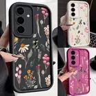 Phone Case For Samsung S24 Ultra S23 FE A15 A55 A54 Floral Silicone Soft Cover