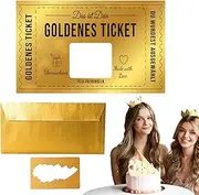 Scratch Surprise Ticket,Gold Raffle Tickets Form Cards - Certificates Note With Envelope And Stickers, Party Supply For Birthday Wedding Travel