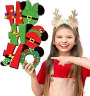 Mouse Christmas Wooden Sign Hanging Decoration-Ho Ho Ho Red Green Merry Christmas Front Door Welcome Sign Wood Hanging Decoration for Home Winter New Year Party Supplies
