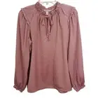 Knox Rose Snowbloom Rose Satin Boho Peasant Tie Blouse Whimsigoth NWT Size Small