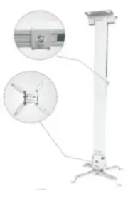 White Projector Ceiling Mount Bracket Flat or Sloped Ceiling Height Adjustable