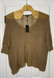 Donna Karan New York Oversized Sweater Paper Bag Small Linen Silk New Read