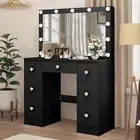 Makeup Vanity with Lights Mirror, Large Vanity Table Set with 7 Drawers Dresser