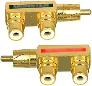 RCA F Splitter Plug Adapter 1 Male to 2 Female Adapter - RCA Male to RCA Dual Female (4 Pack)
