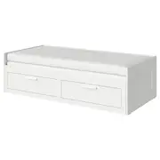 BRIMNES day-bed w 2 drawers/2 mattresses, white/Åfjäll firm, Single