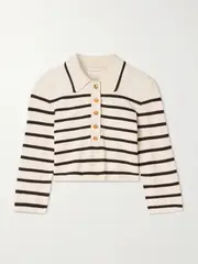 [Zimmermann] Zimmermann - Illuminate Cropped Striped Knitted Sweater - Cream - 2 2 Cream