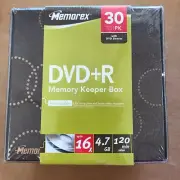 Memorex DVD-R memory keeper box 30pk with sleeves new sealed