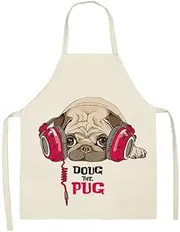 Cute Dog Aprons Printed Cotton Linen Sleeveless Apron Kitchen Aprons Women Home Cooking Baking Bib Pinafore Chef Apron Baby Aprons
