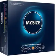 My.Size Premium Lubricated Natural Latex Rubber Condoms, Transparent 36 count, Pack of 36