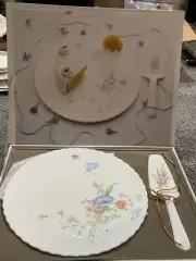 MIKASA BONE CHINA “SOMETHING BLUE” CAKE PLATE & SERVER - New In Box - B2051