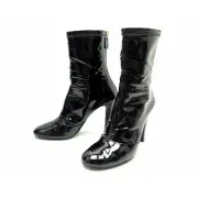 Chanel Patent Leather Black Ankle Boots Size 40-New W Box & Authentic