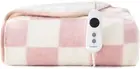 Checkered Plush Fleece Electric Heated Throw Blanket 160X130Cm Warm Sherpa Fleec