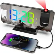 Projection Alarm Clock for Bedroom Ceiling,11 Colors RGB Digital Black