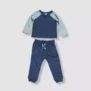 $50 Splendid Baby Boy Blue Crew Neck Jogger Pants 2-Piece Set Size 6-12M