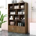 Alpha 10-Shelf 3-Door Wardrobe Cupboard Bookshelf Cabinet Storage Black Walnut