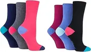 [SOCK SHOP GENTLE GRIP] SockShop Gentle Grip | Ladie's 6-pack Cotton Rich Crew Socks | Soft, Anti constriction/Non-Binding Fit | Business and Casual | 6 Pairs | Women's 4-8UK / 5-9US / 37-42EU | Colourburst Multi Pack