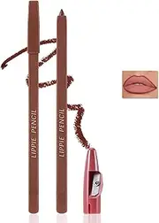 Matte Lip Liner Pencil,Highly Pigmented Retractable Lip Crayon,All Day Wear Nude Lipstick with Sharpener,Waterproof Brown Lipliner