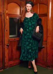 [Taking Shape] Taking Shape Embossed Velvet Cocktail Dress Size 10 in Emerald - Plus Size Women's Clothing Emerald