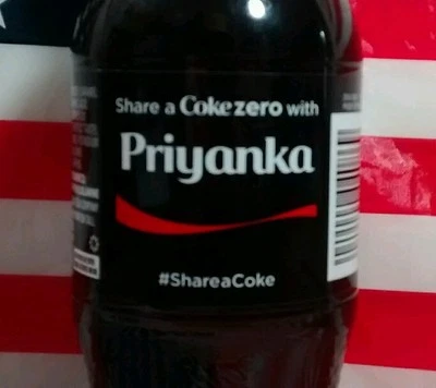 Share A Coke Zero With Priyanka Limited Edition Coca Cola Bottle 2015 USA