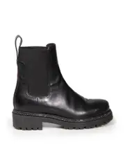 Black Leather Crystal Chelsea Boots