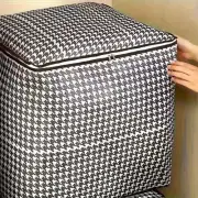 2pcs Portable Wardrobe Houndstooth Storage Bags Large Capacity Folding Clothes