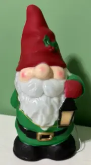 Holiday Time 11" Light Up Tabletop Gnome Blow Mold, New w/Tags Christmas Holiday