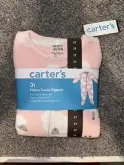 Carter’s Pink/White Sheep Fleece Footie Pajamas (3T)