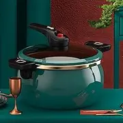 Nonstick Ceramic Coated Sauce Pan with Lid Green Crock Pot with Twist & Lock Handles, Micro Pressure Cooker Versatile Cookware for Stovetops, PFOA-Free Toxin-Free, Easy to Clean (Green, 7.5Quarts)