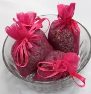 Set of 4 Lavender Sachets made with Fuchsia Organza Bags