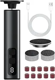 Electric Foot Callus Remover, Rechargeable Pedicure Tool, 9 Speed Adjustable, 5.94x1.22x1.22 Inches, Sandpaper Discs, Grinding Heads for Dead, Hard Skin Removal & Smooth Feet
