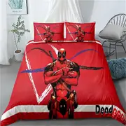 v3158 Bed Sheets Super Bed Doona Duvet Cover Set Deadpool Red Bed Sheets IU3158
