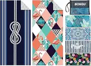 BonGu Beach Towel Sand Free 180x90cm 2 Pack with Travel Bag, Quick Dry Pool Towels Oversized Travel Towel Lightweight for Beach Party, Pool,Baths Large Towels (Retro & Lovina)