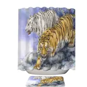 Wild Animal Art White and Orange Tigers Shower Curtain